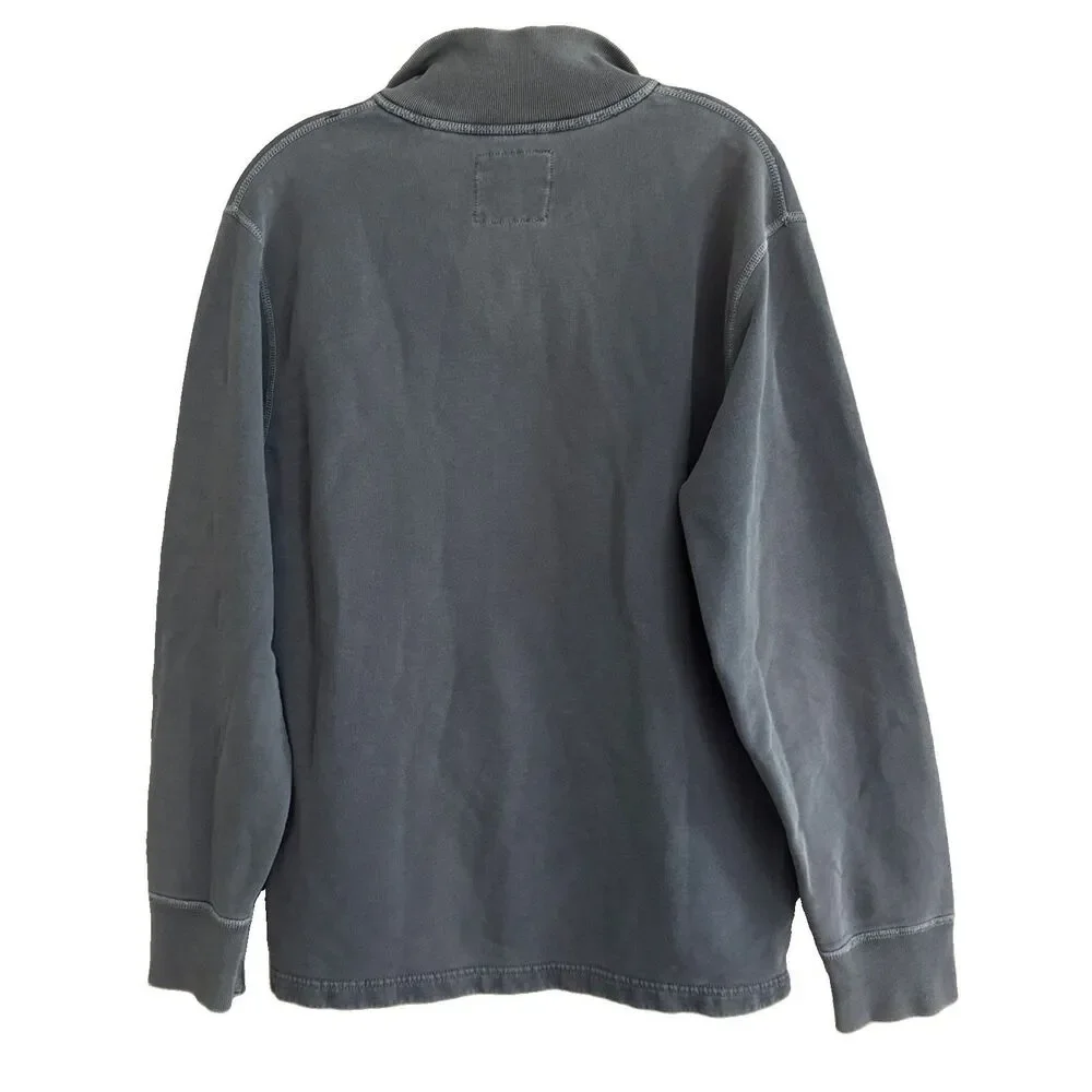 J Crew Henley Broken In Fleece Sweatshirt Mens Sz M Grunge Gray Cotton Popover